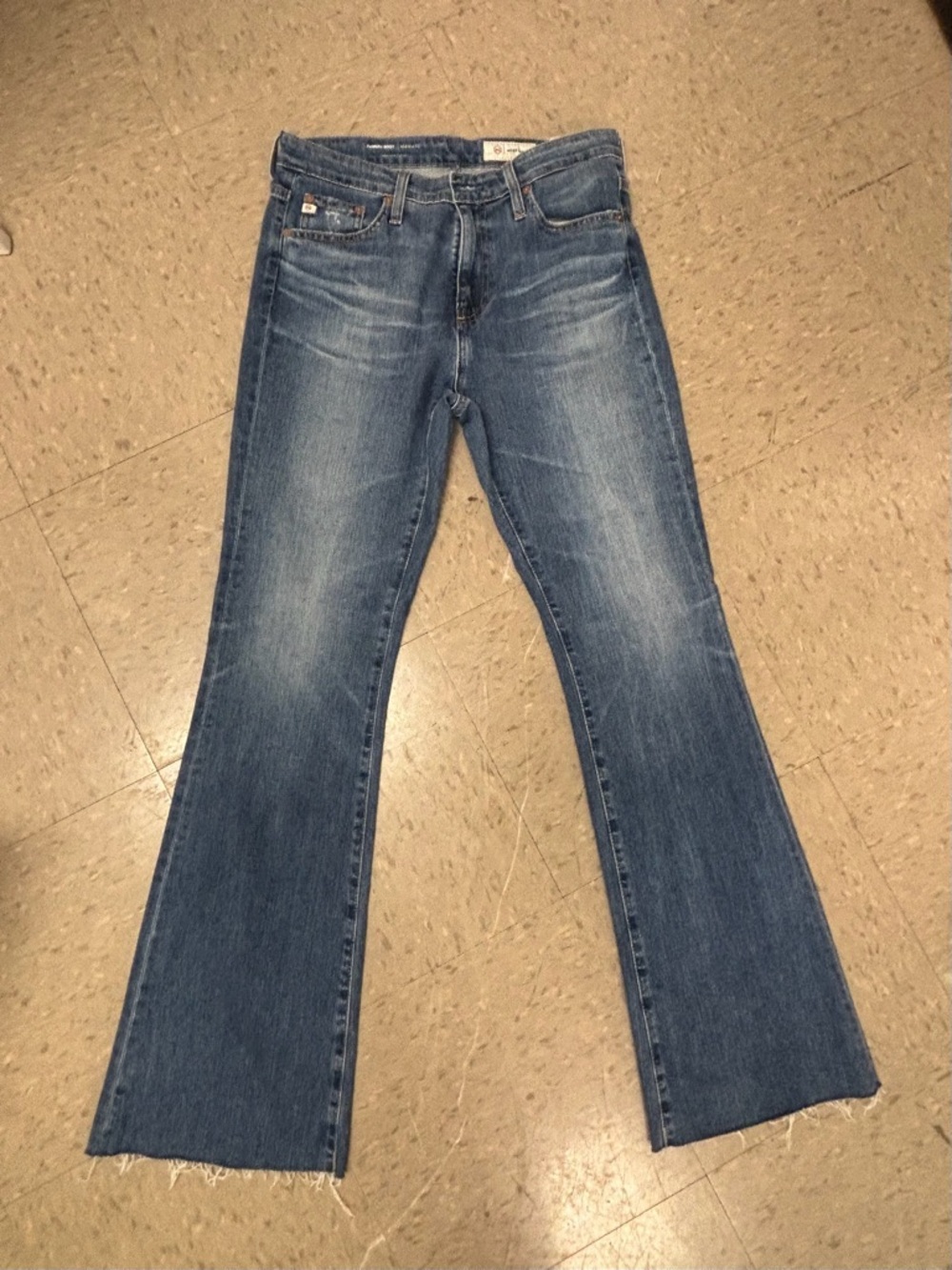 AG Women's Blue Flare Jeans - Classic Mid Wash